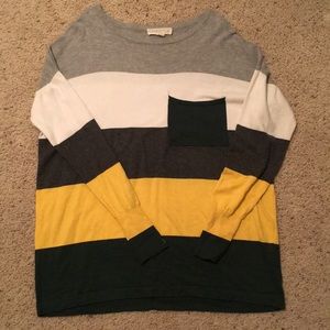 Soft thin color block sweater L